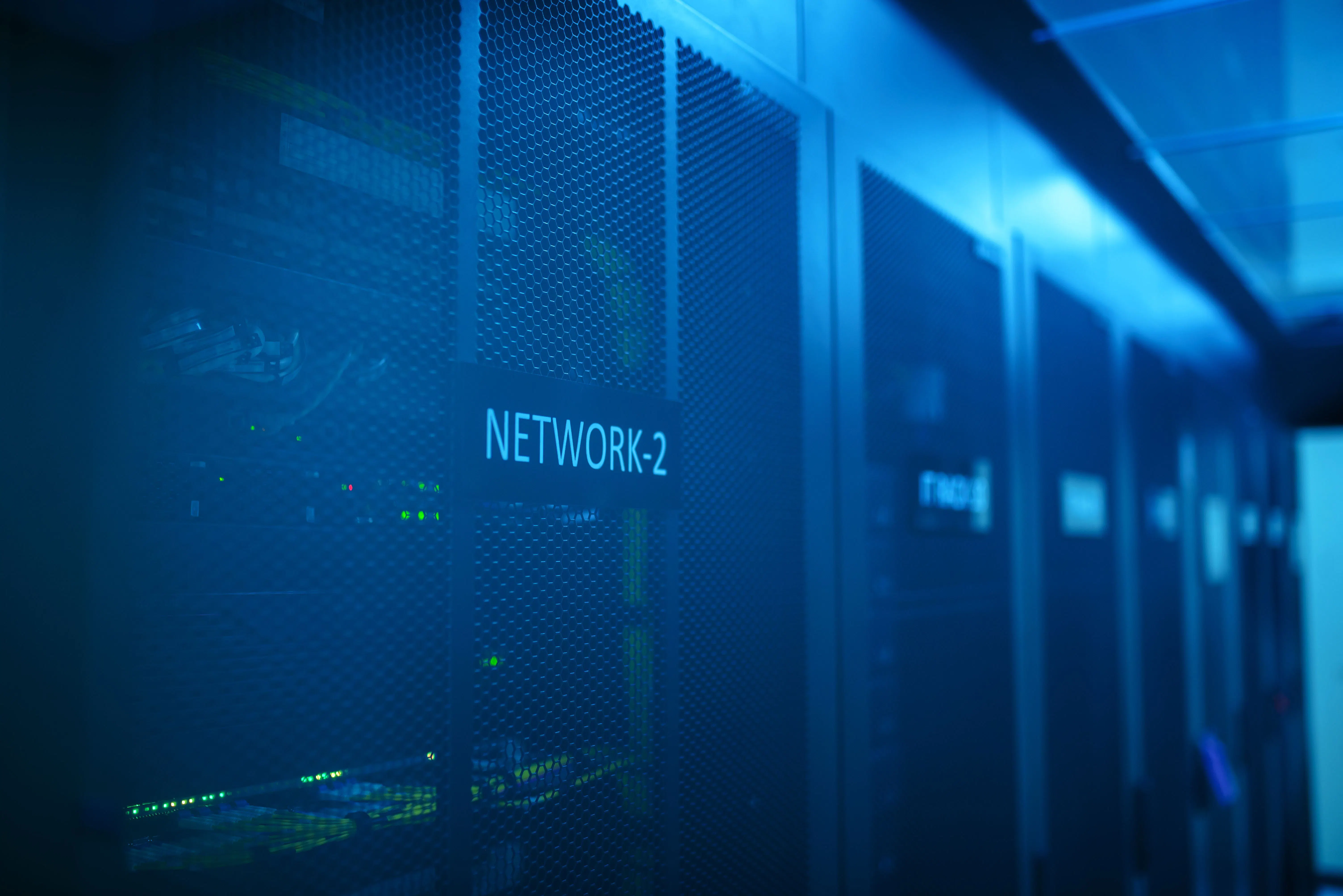 Rows of servers in a data centre